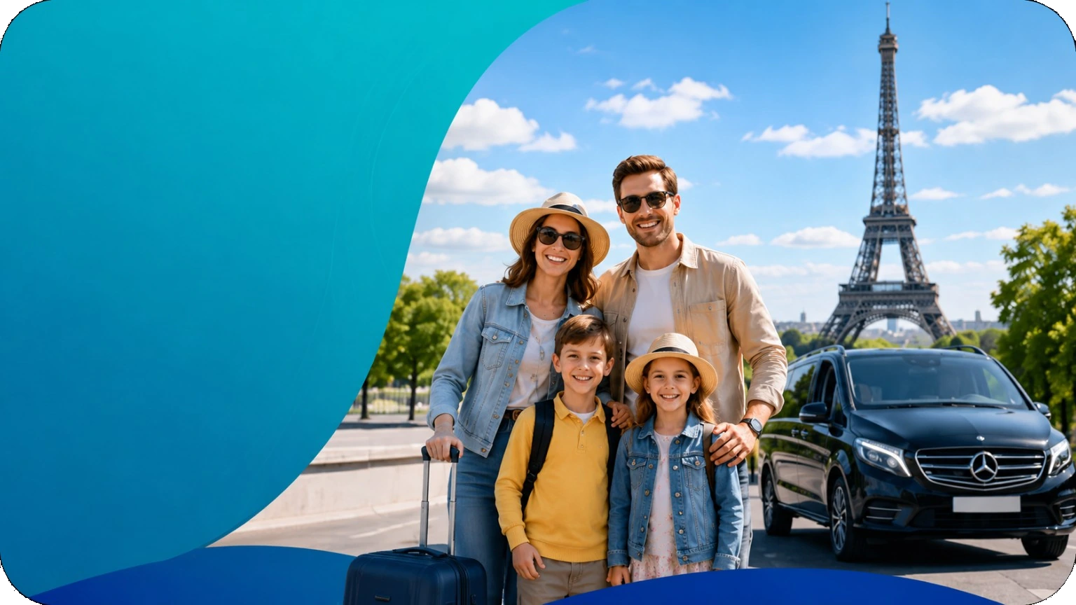 Paris airport private transfer sedan for families and tourists